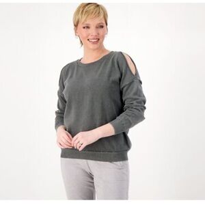 Barefoot Dreams sun bleached comfy cold shoulder pullover Gray Sweatshirt